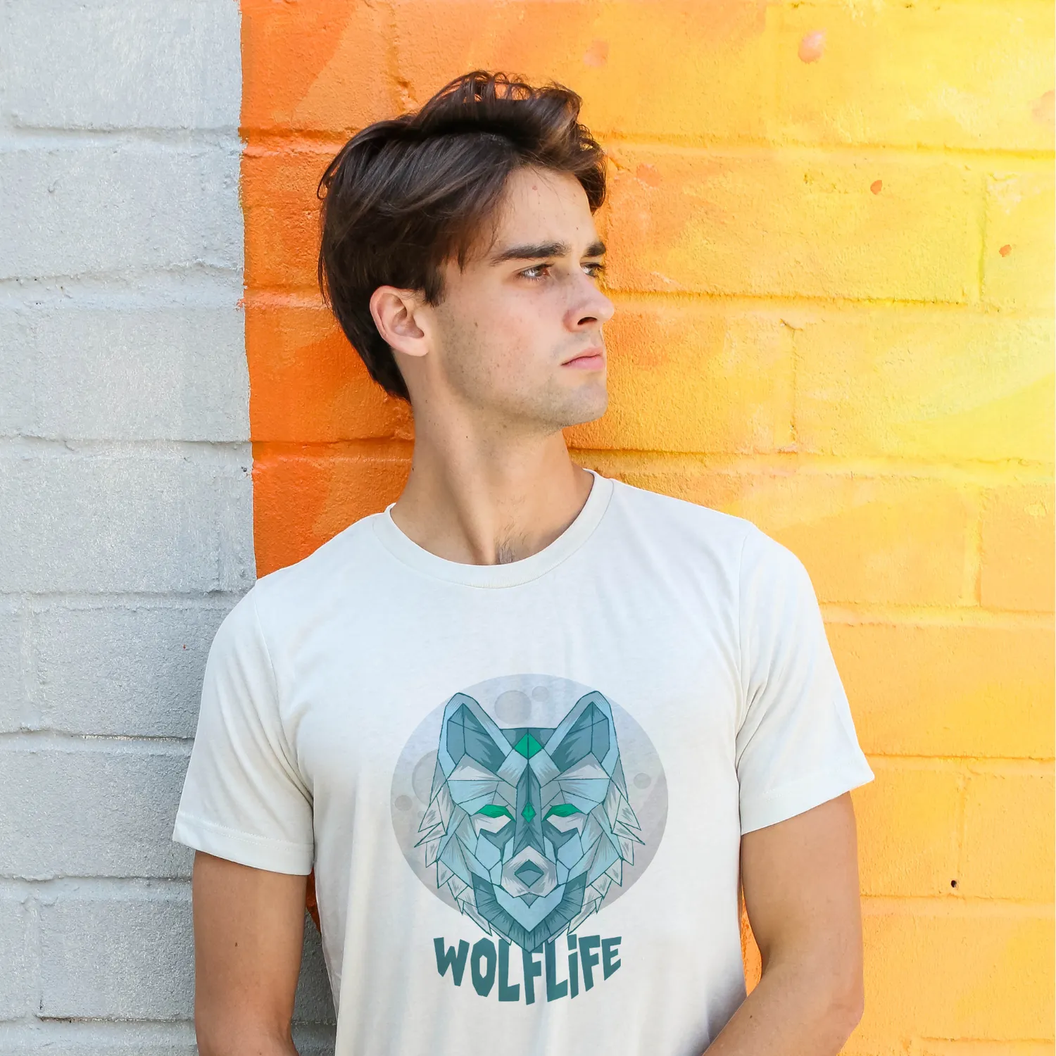 Imagem de Camiseta T-shirt Masculina Prime WOLFLIFE - Lobo Geométrico - MU1017